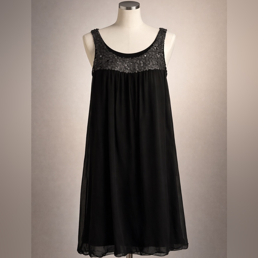 NWT Theory Black Sequin Accent Sleeveless Shift Dress Size 4